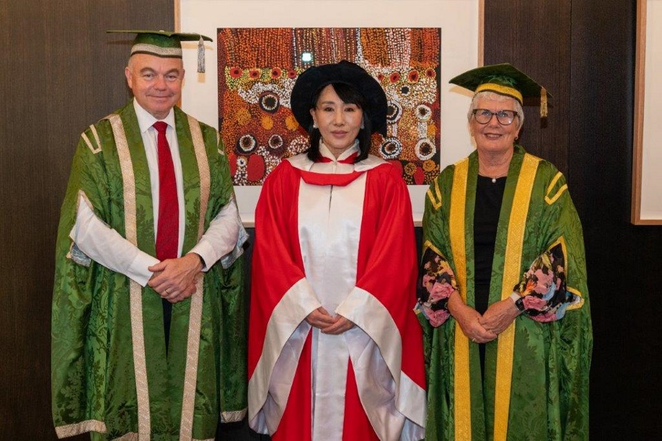 Murdoch University Vice Chancellor Professor Andrew Deeks, Her Majesty The Queen Mother of Bhutan, Tseyring Pem Wangchuck and Murdoch University Chancellor Gail McGowan