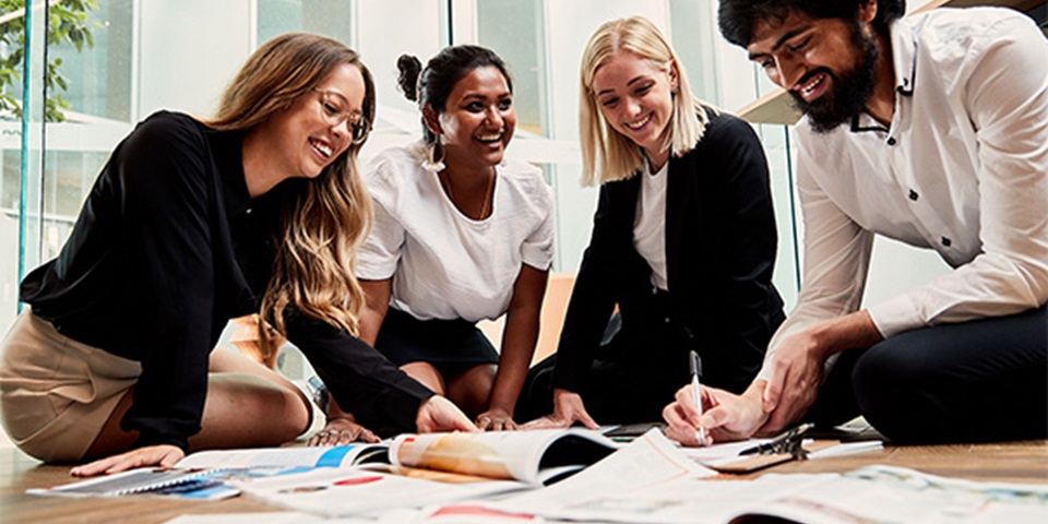 Murdoch University business school students working together